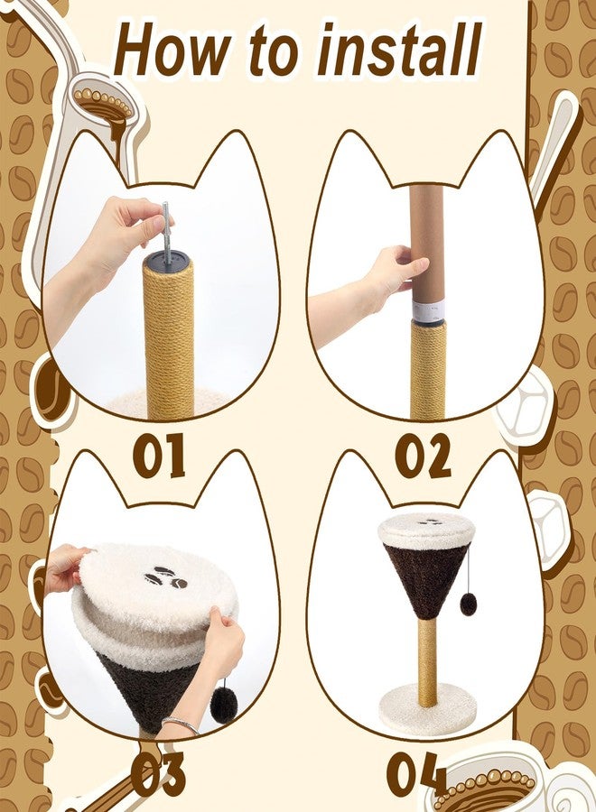Sosation Espresso Martini Cat Scratcher 19.7" H Cat Scratching Post Scratcher with Dangling Ball for Indoor Cats Scratching Post for Kittens and Medium Large Cats - Image 3